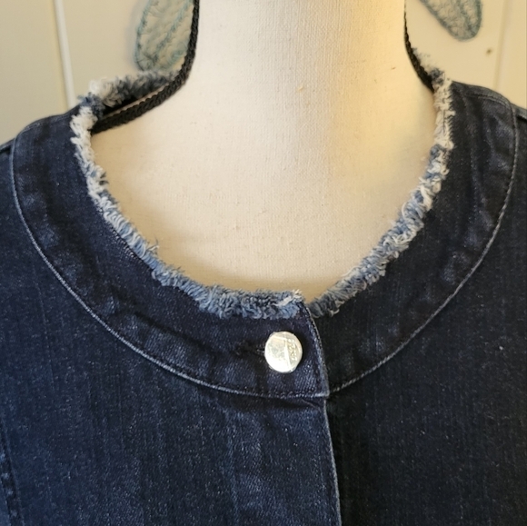 7 For All Mankind Jen7 Frayed Collar Denim Jacket - Picture 2 of 15